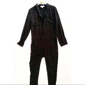 wildfox / black collar button down long jumpsuit
